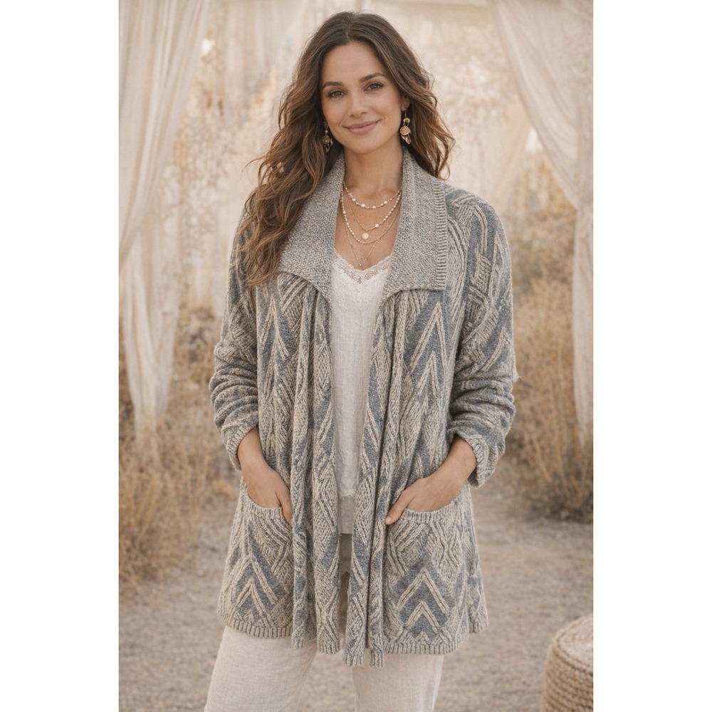 Soft Surroundings Size 3X Penrose Cardigan Sweater Cable Knit NWT - Picture 2 of 13